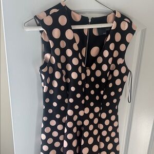 Gabby Skye Black and Pink Polka Dot Midi Dress